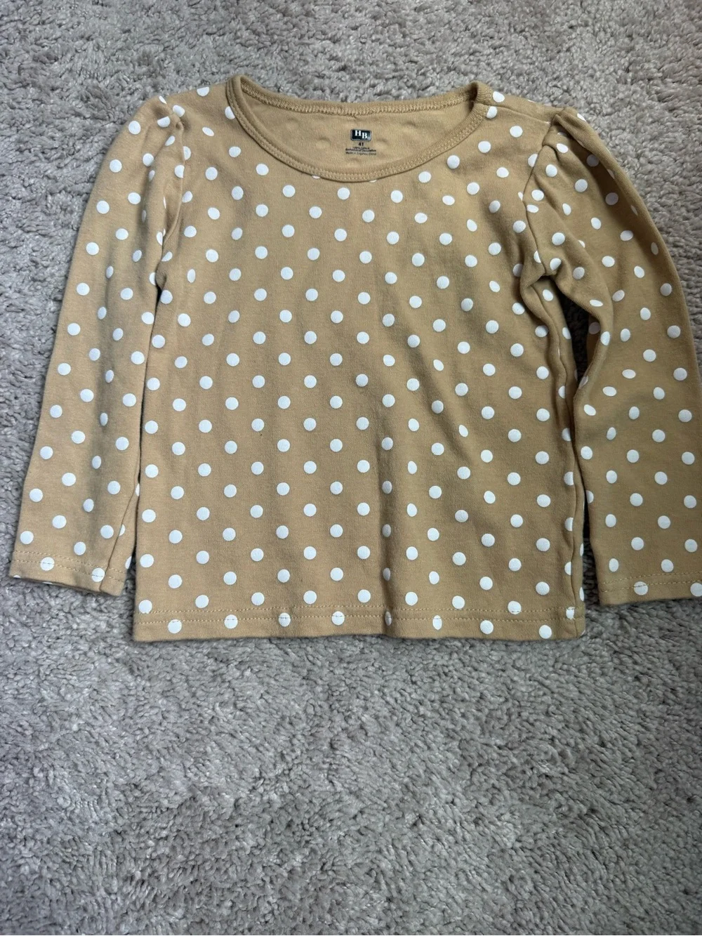 Hudson Baby Tan Polka Dot Long Sleeve Top & Cream Floral Pants Pajama Set